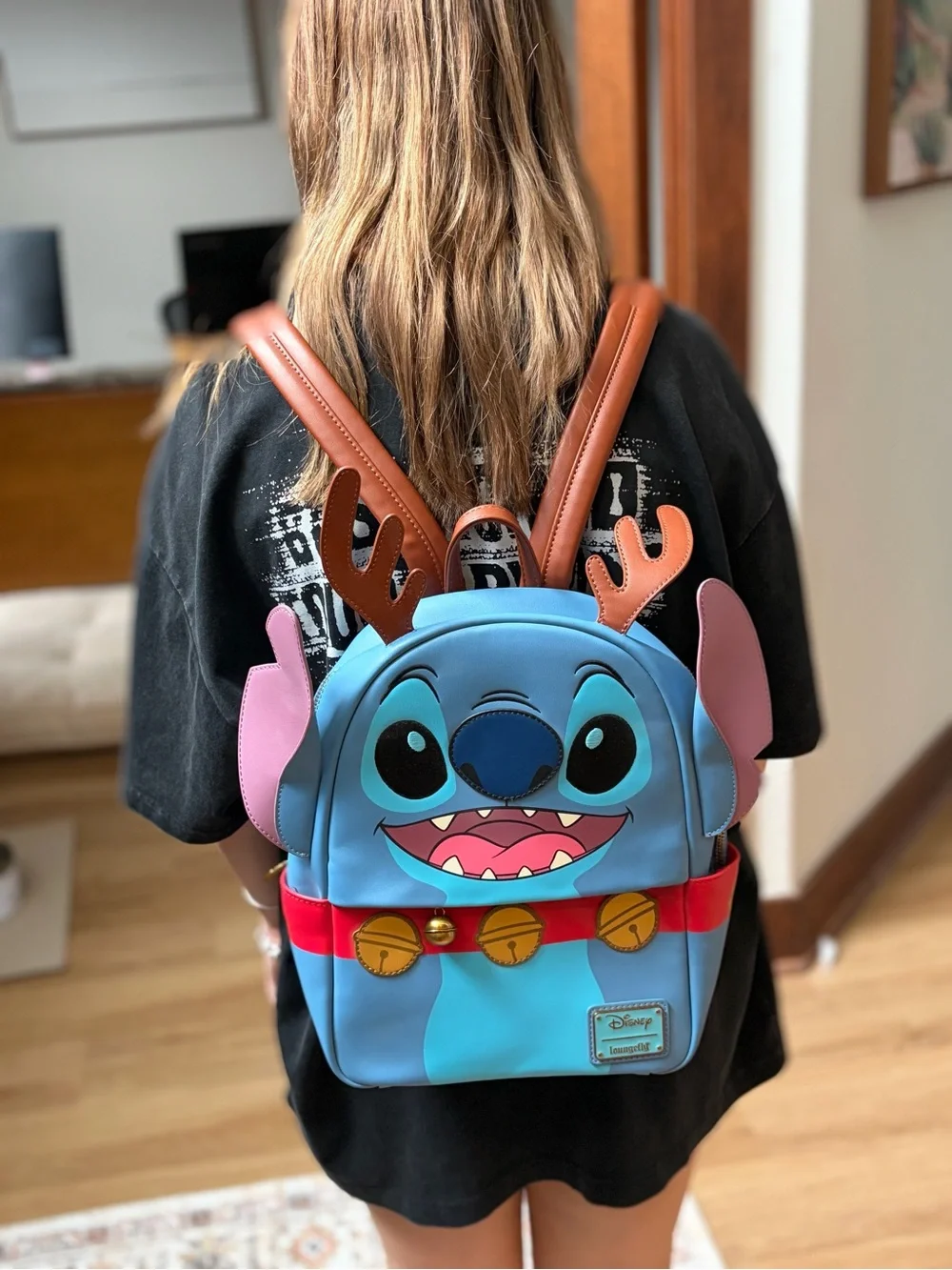 NEW-Official Disney Stitch Reindeer Christmas Mini Backpack NWOT